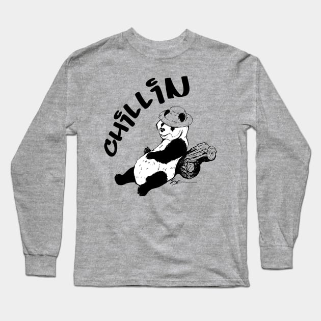 Chillin Panda B&W Long Sleeve T-Shirt by illykid